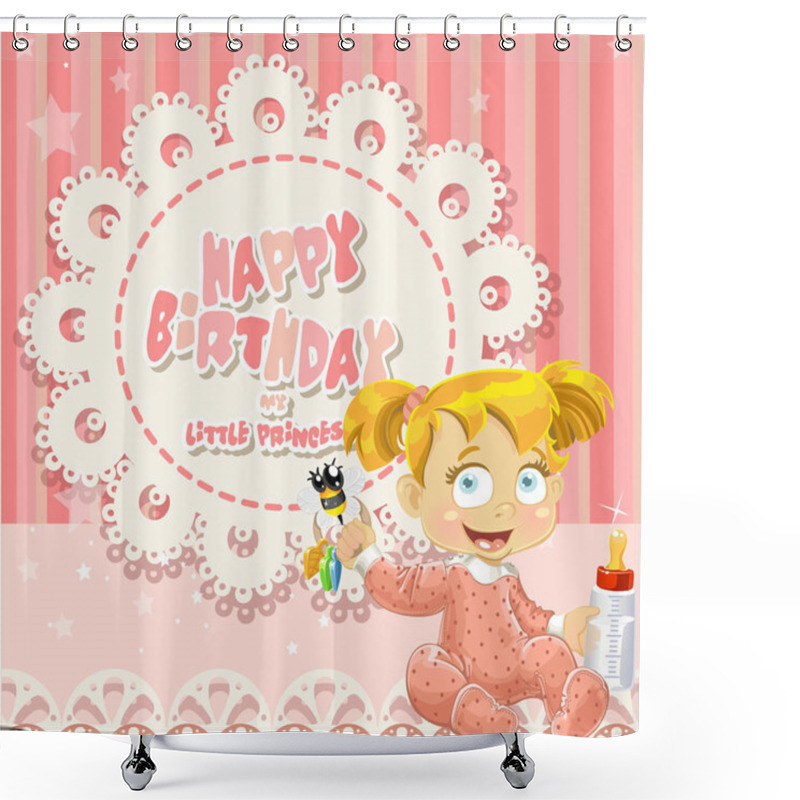 Personality  Happy Birthday My Little Princess - Baby Girl Shower Curtains