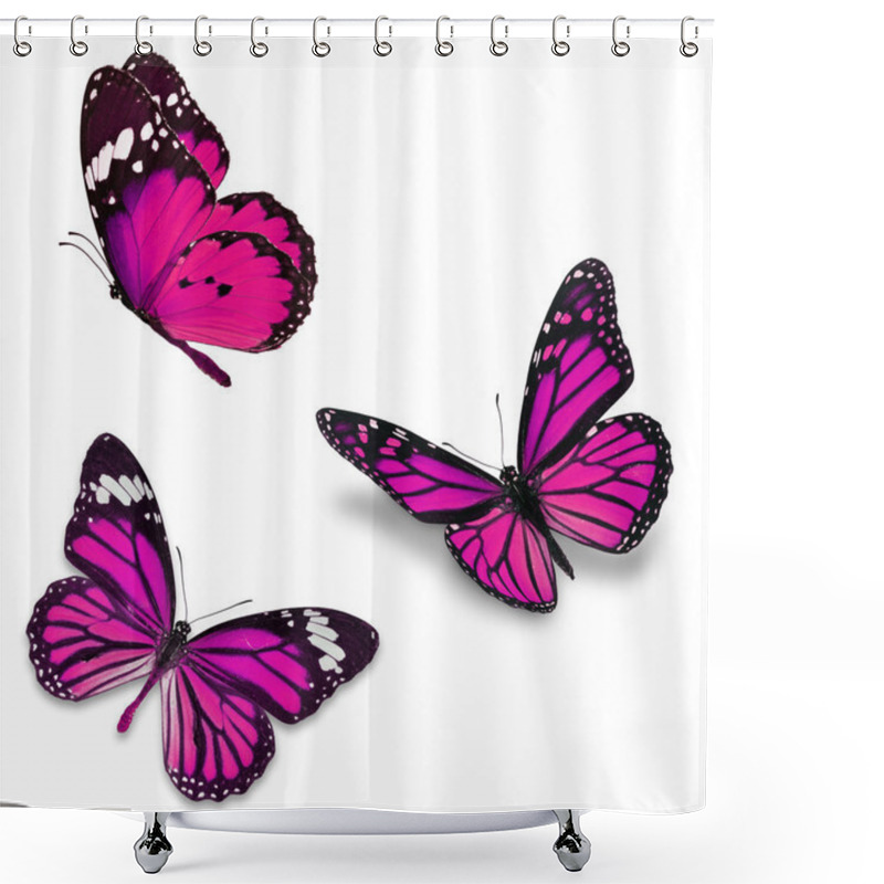 Personality  Three Pink Butterfly Shower Curtains