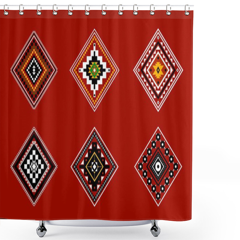 Personality  Geometric Ethnic Oriental Seamless Pattern Traditional Design For Background,carpet,wallpaper.clothing,wrapping,Batik Fabric,Vector Illustration.embroidery Style - Sadu, Sadou, Sadow Or Sado Shower Curtains