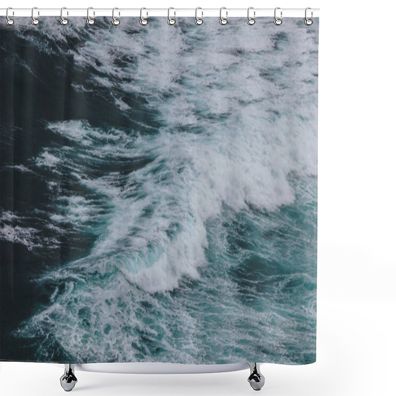 Personality  Scenic Shot Of Blue Ocean With Foamy Waves For Background Shower Curtains