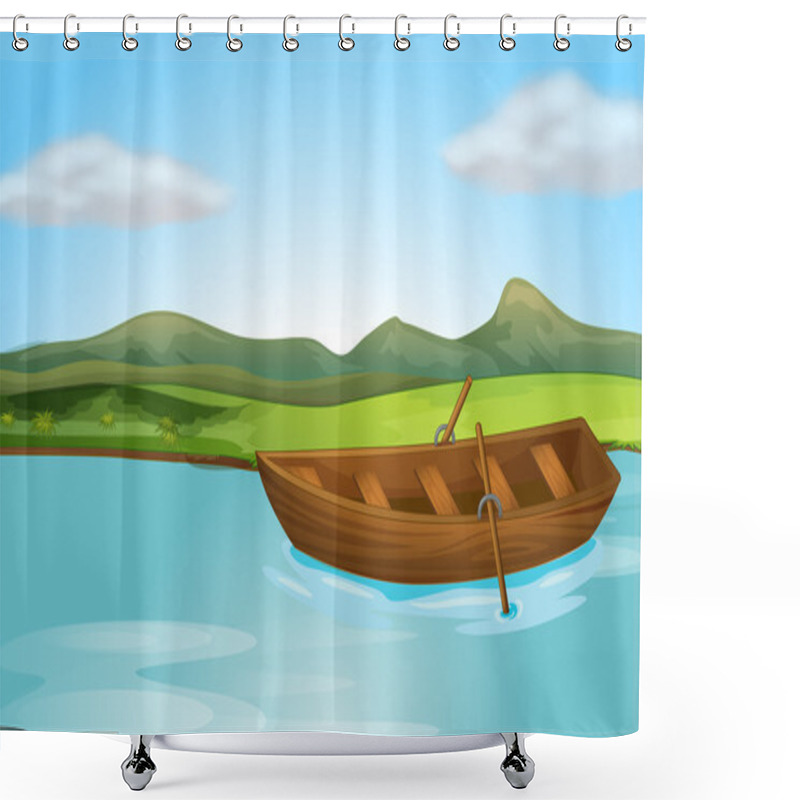 Personality  A River And A Boat Shower Curtains