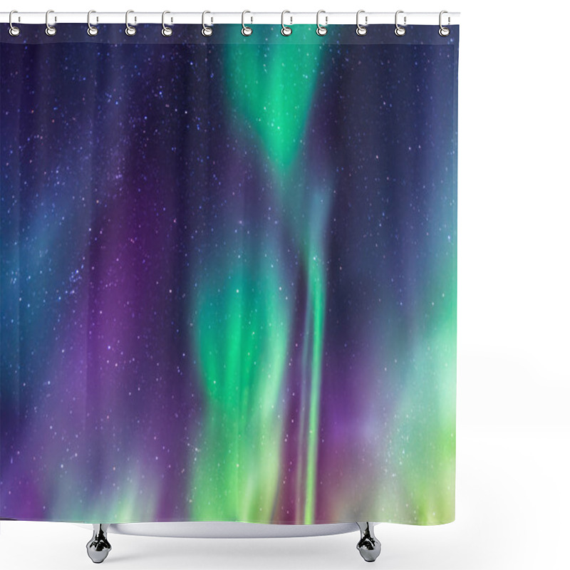 Personality  Aurora Borealis On A Starry Sky Shower Curtains