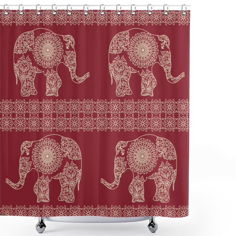 Personality  Elephant Seamless Monochrome Pattern Shower Curtains