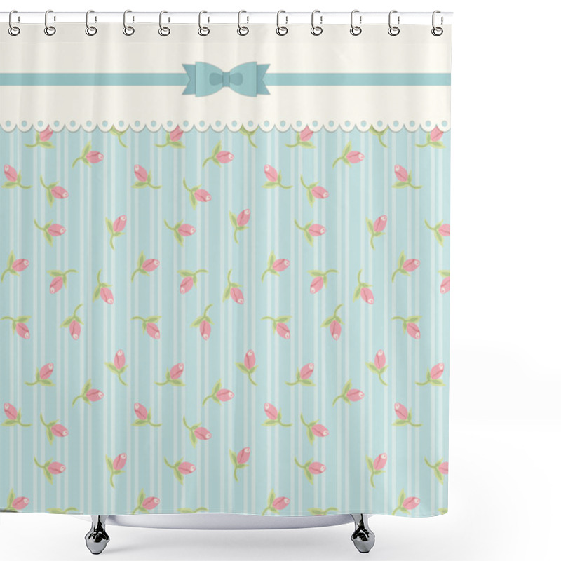 Personality  Shabby Chic Background With Roses Shower Curtains