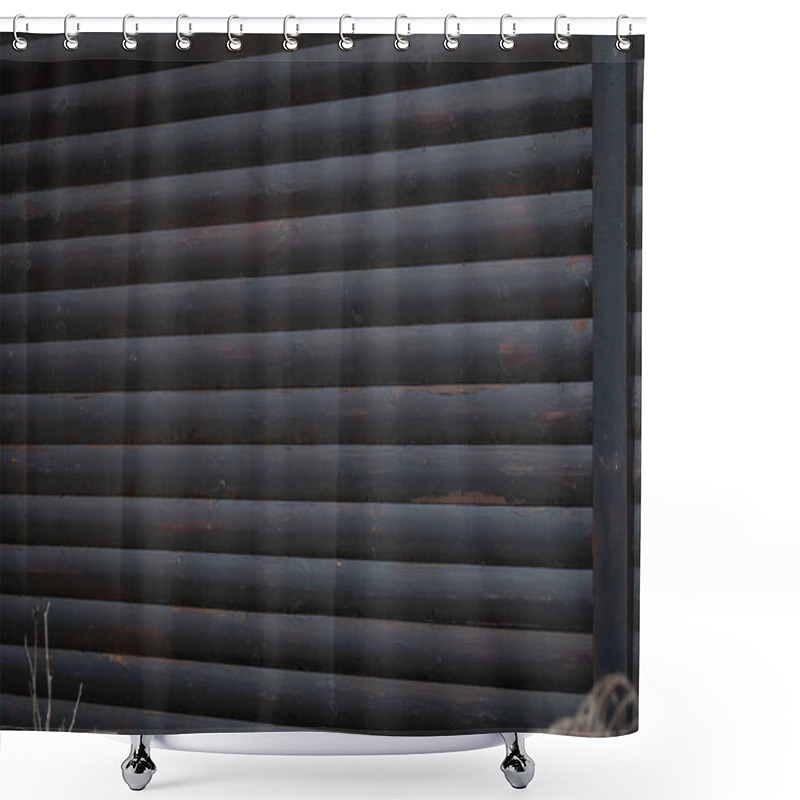 Personality  Dark Wooden Wall, Showcasing Rich Texture And Natural Grain Patterns. Shower Curtains