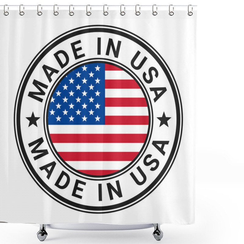 Personality  Made In USA Stamp Sticker With Flag Vector Illustration Shower Curtains