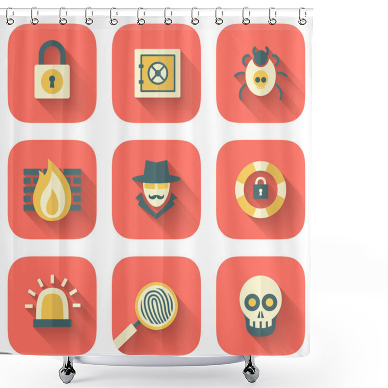 Personality  Set Of App Security Icons Shower Curtains