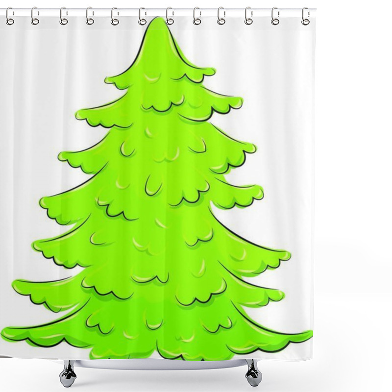 Personality  Vector Illustration. Lush Christmas Fir-tree Shower Curtains