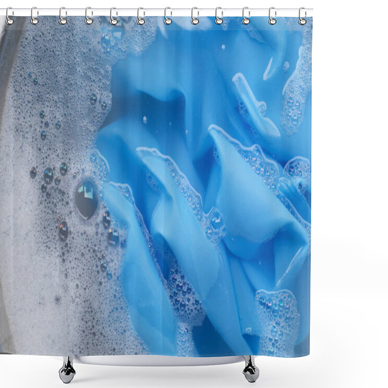 Personality  Blue Clothes Soak In Powder Detergent Water Dissolution. Laundry Concept Shower Curtains