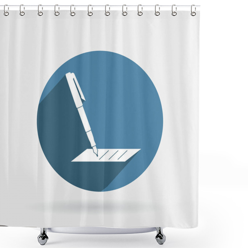 Personality  Pen Writing On A Sheet Icon Shower Curtains