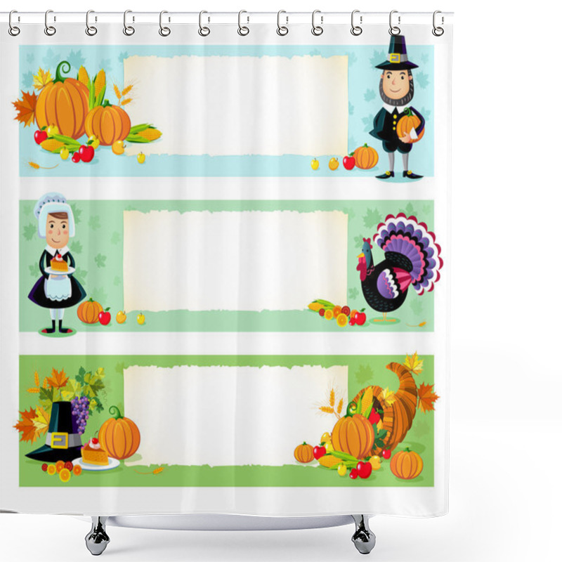 Personality  Happy Thanksgiving, Vector Background. Shower Curtains