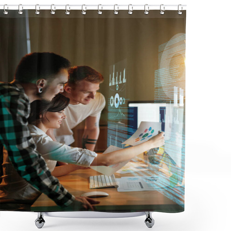 Personality  Programmers Working On Software In Office. Team Of People Coding New App. High Resolution Shower Curtains