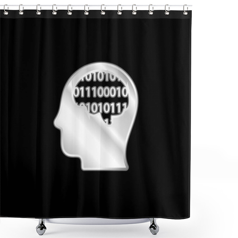 Personality  Binary Thinking Silver Plated Metallic Icon Shower Curtains