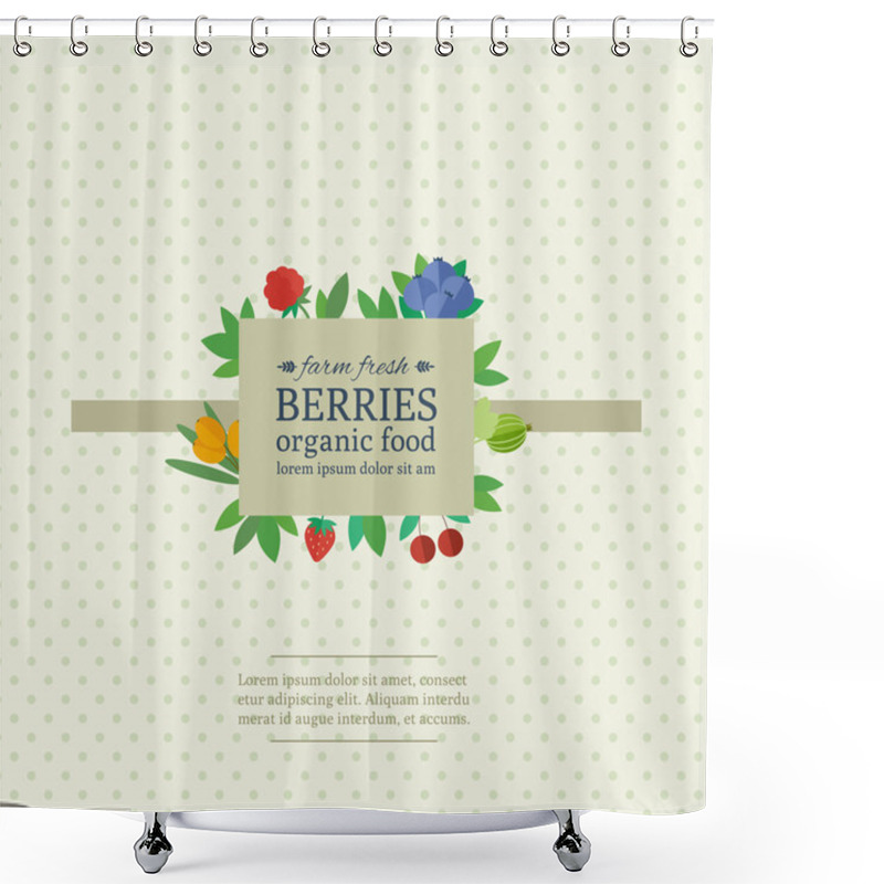 Personality  Banner With Fresh Berries And Fruits. Concept Organic Food Shower Curtains