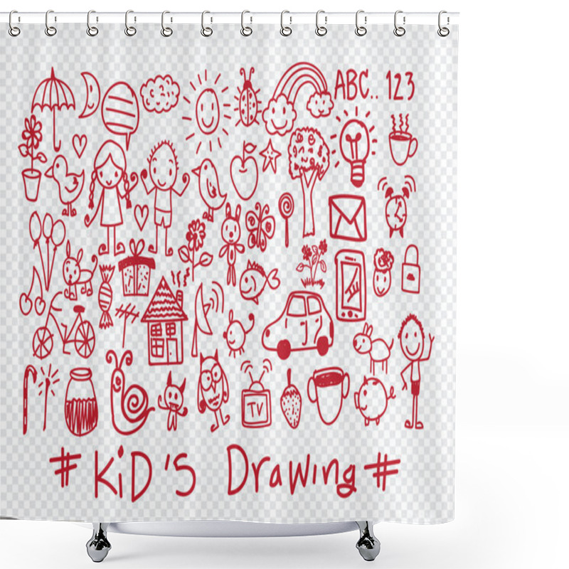 Personality  Kids And Children's Hand Drawings  Shower Curtains