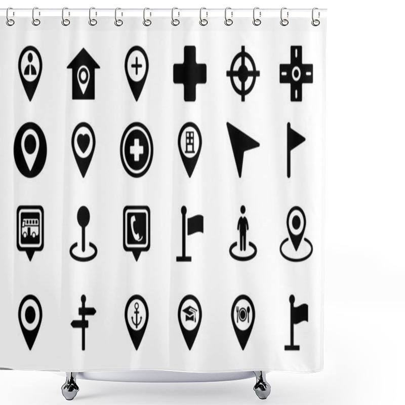 Personality  Maps And Navigation Vector Icons 1 Shower Curtains