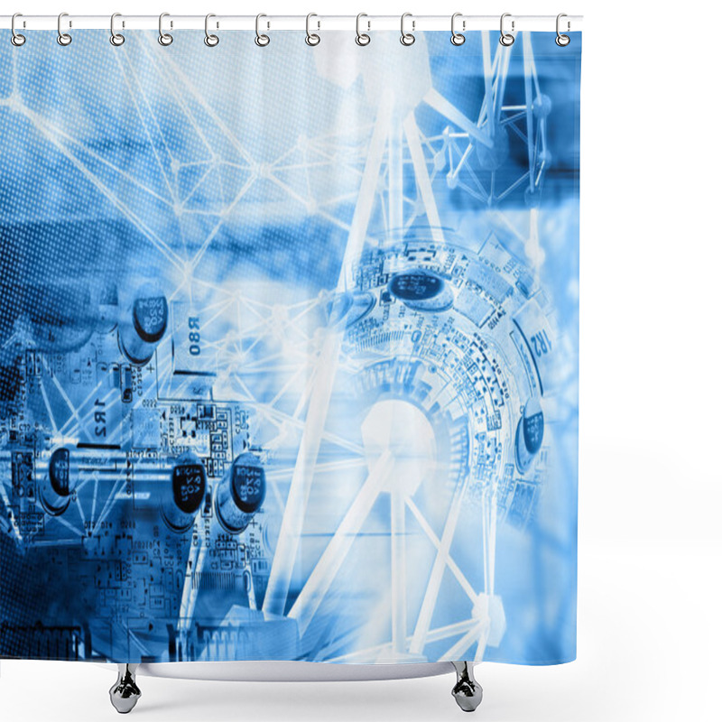 Personality  Technology Background - Abstract Structure And Circuit Shower Curtains