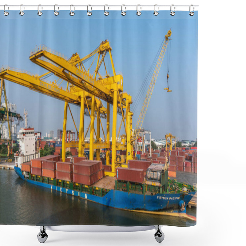 Personality  Vietsun Pacific Container Vessel At Port On Song Sai Gon River,  Shower Curtains