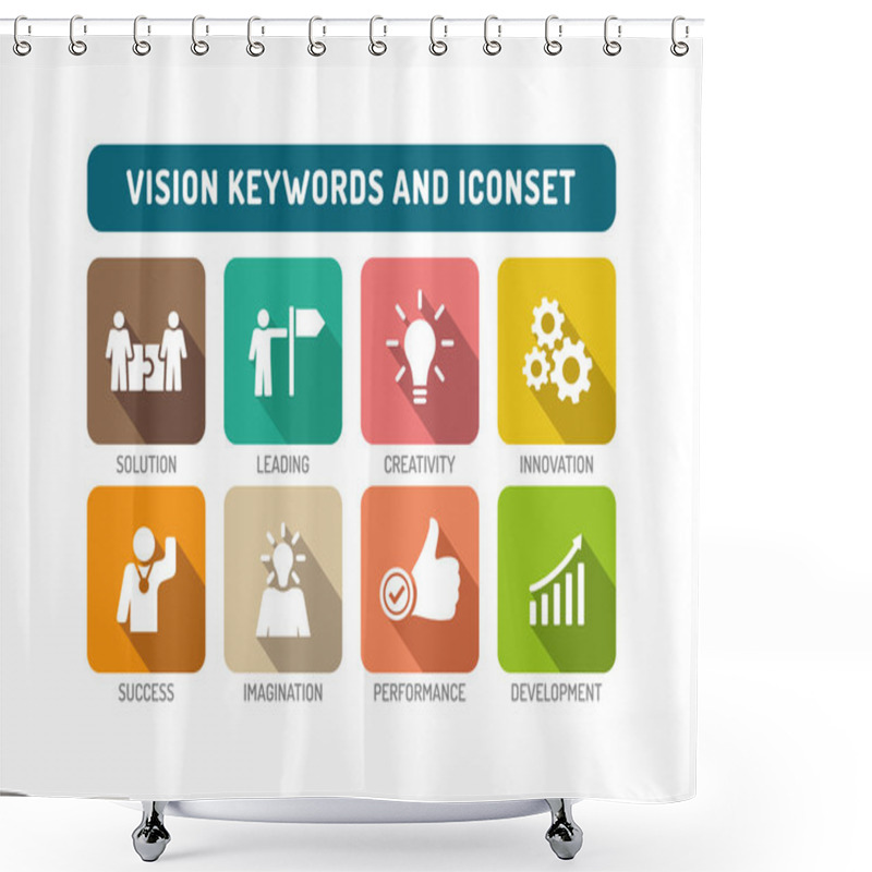 Personality  Keywords And Flat Icons Set Shower Curtains