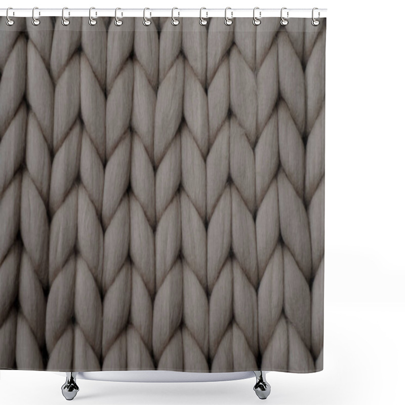 Personality  Beige Knitted Background. Woolen Fabric With Pattern Of Braids. Shower Curtains