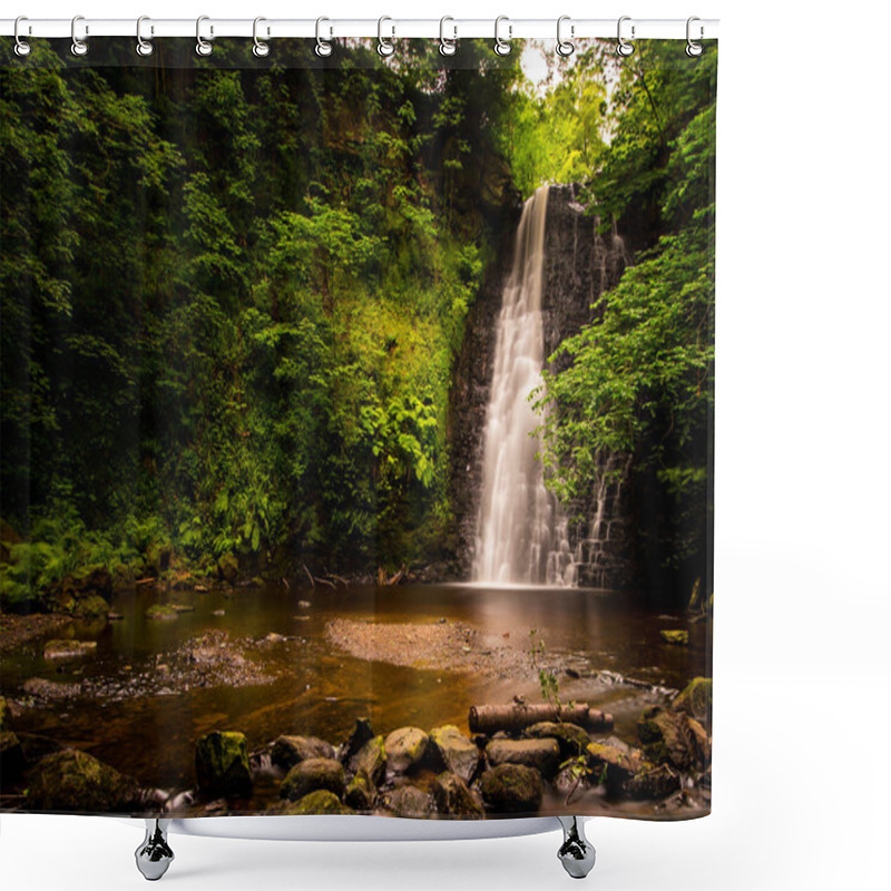 Personality  Large Cascading Waterfall Tumbling Into A Peaceful Pool. Falling Foss Waterfall, Yorkshire Dales  Shower Curtains