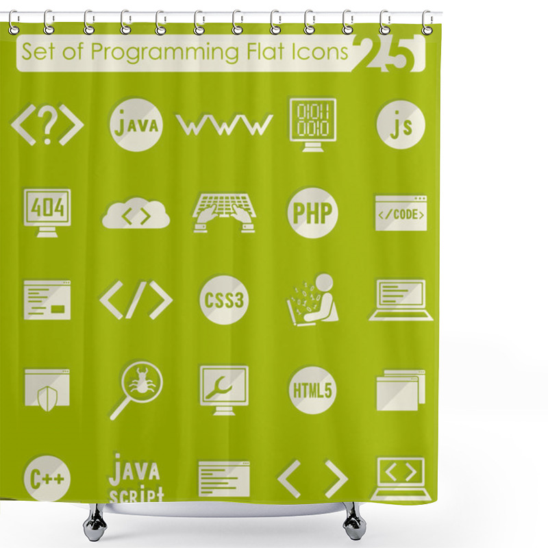 Personality  Set Of Programming Icons Shower Curtains