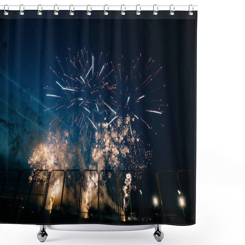 Personality  Festive Salute In The Night Sky. Explosions Of Fireworks. Shower Curtains