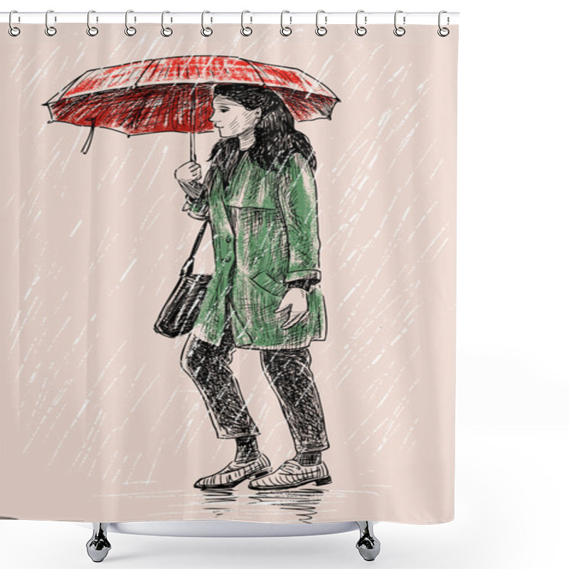 Personality  Girl In The Rain Shower Curtains