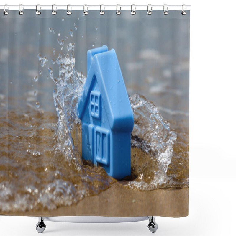 Personality  Toy Plastic House On The Sand Washes Wave Shower Curtains