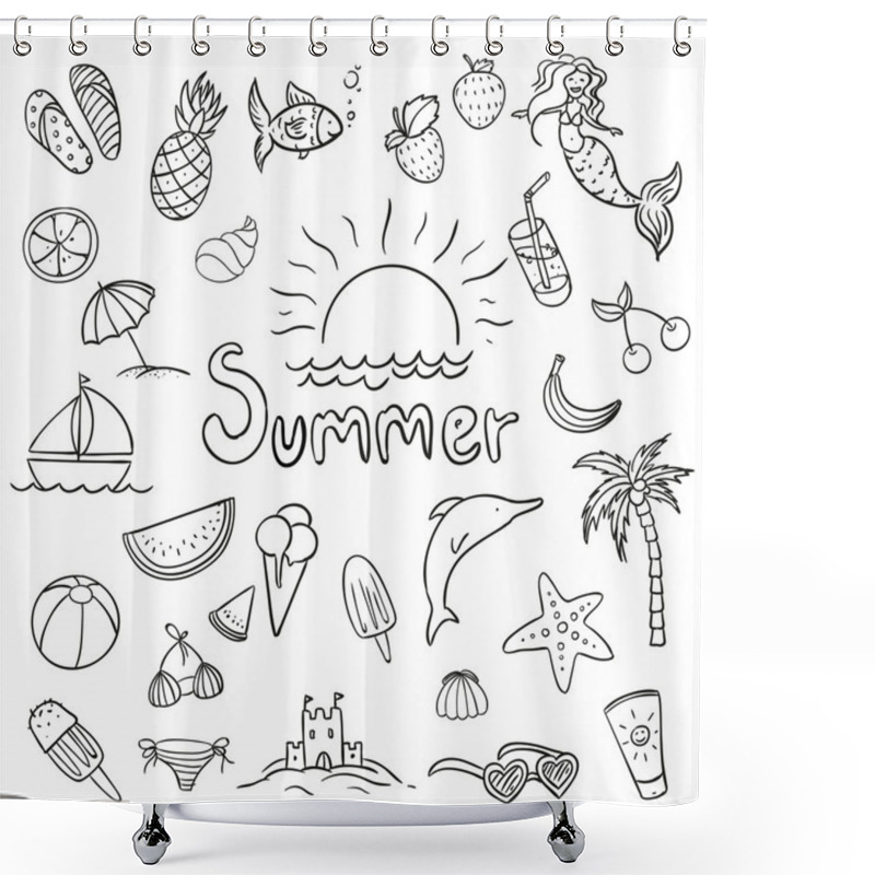 Personality  Vector Various Summer Doodles Shower Curtains