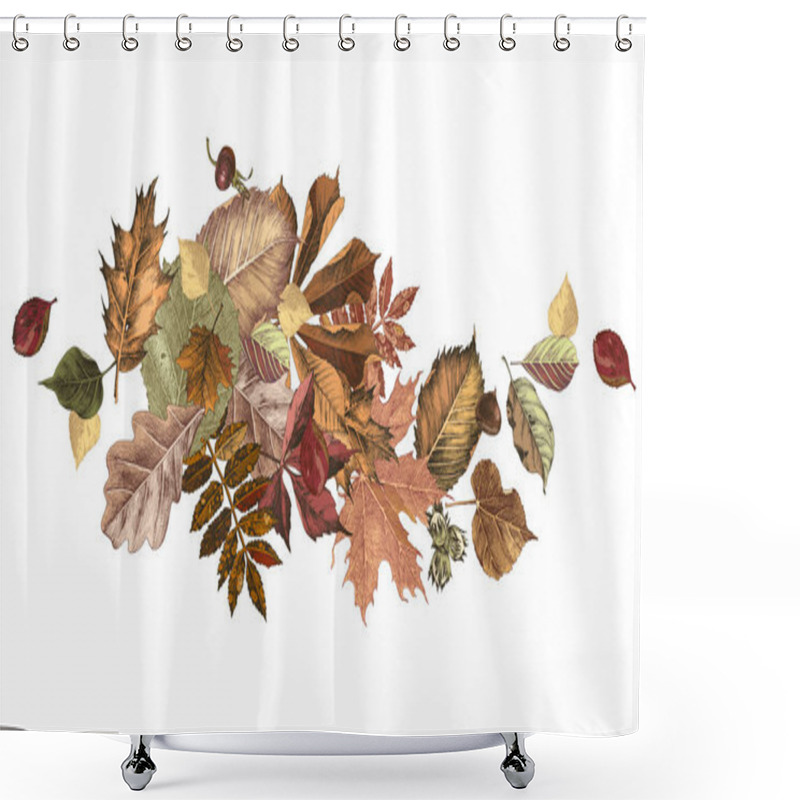 Personality  Autumn Background With Flying Leaves Shower Curtains