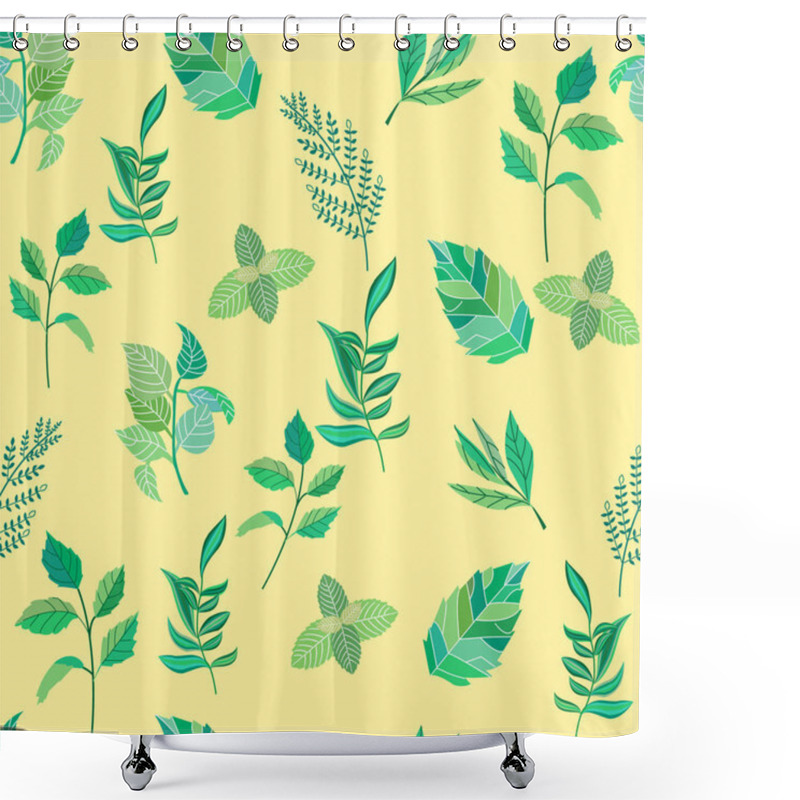 Personality  Seamless Pattern Of Various Leaves. Vector Illustration. Shower Curtains