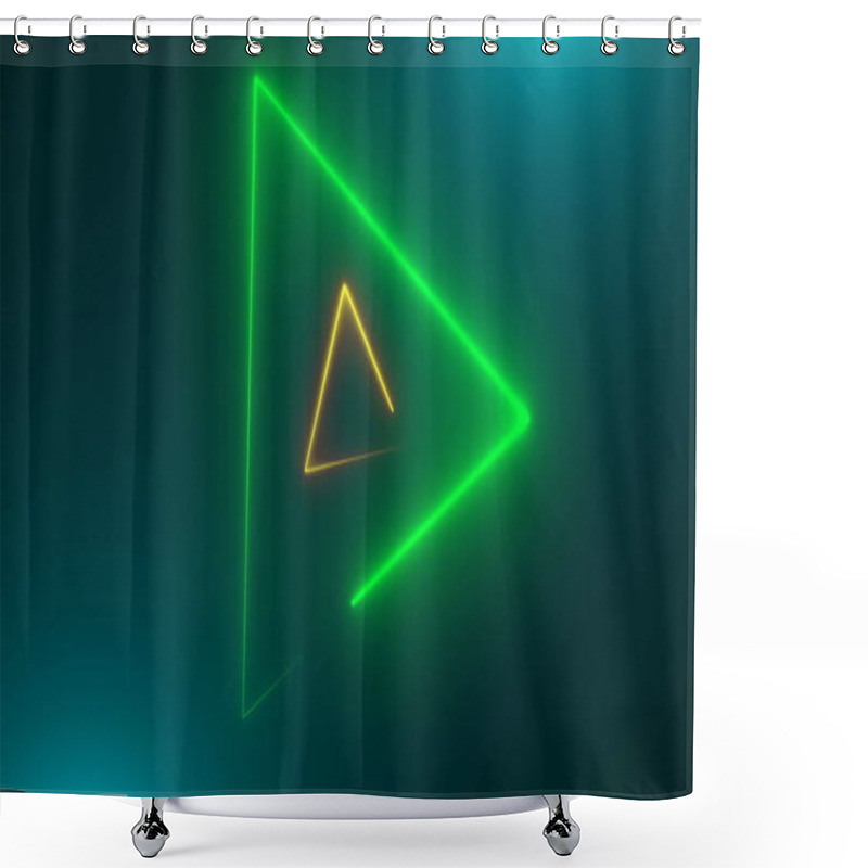 Personality  Many Neon Triangles In Space, Abstract Computer Generated Backdrop, 3D Render Shower Curtains