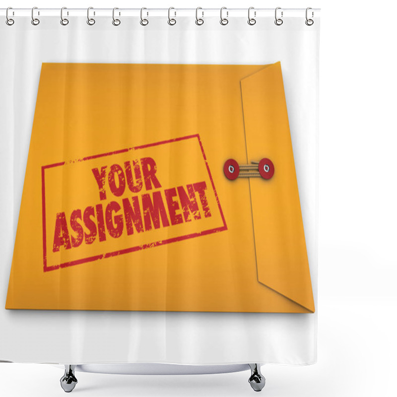 Personality  Your Assignment Task Yellow Envelope Secret Instructions Shower Curtains