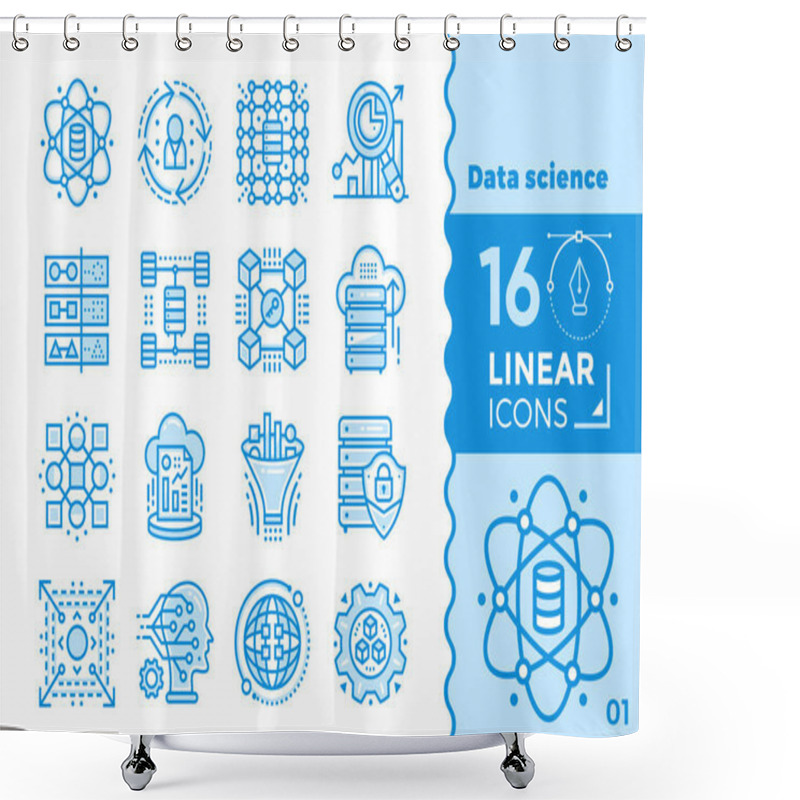 Personality  Linear Icon Set Of Data Science Technology And Machine Learning  Shower Curtains