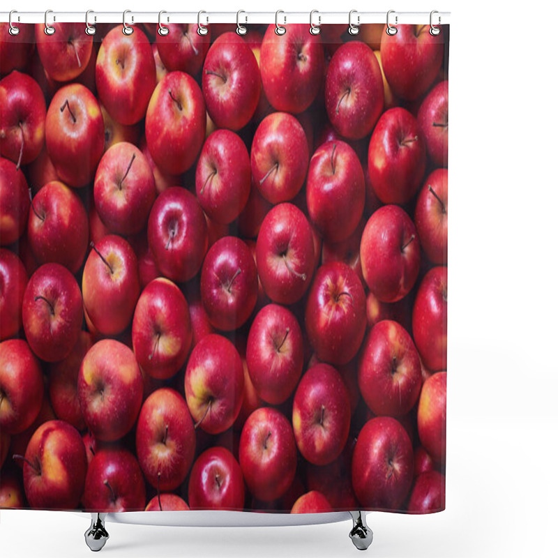 Personality  Full Frame Shot Of Red Apples. Fresh Red Apples From The Market. Shower Curtains