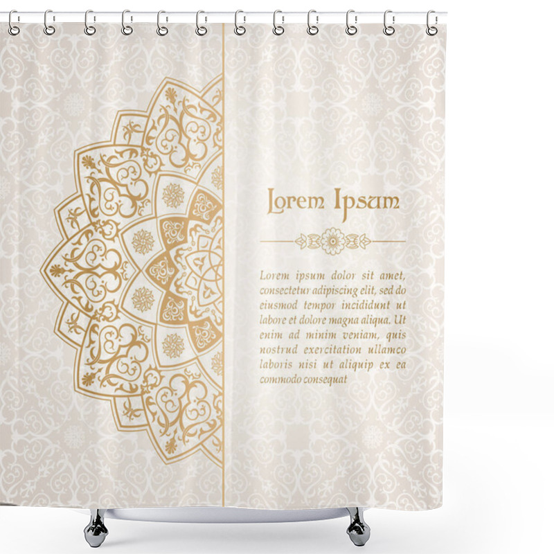 Personality  Oriental Vector Ornament. Ethnic Lace Pattern In Eastern Style. Golden Mandala Shower Curtains