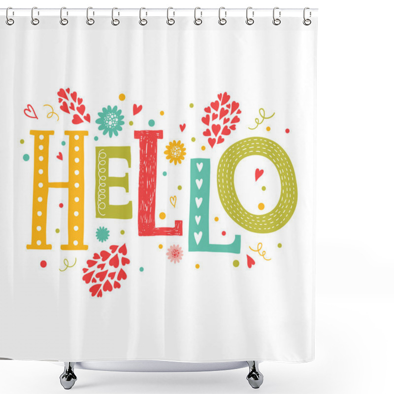 Personality  Vector Lettering Hello Shower Curtains