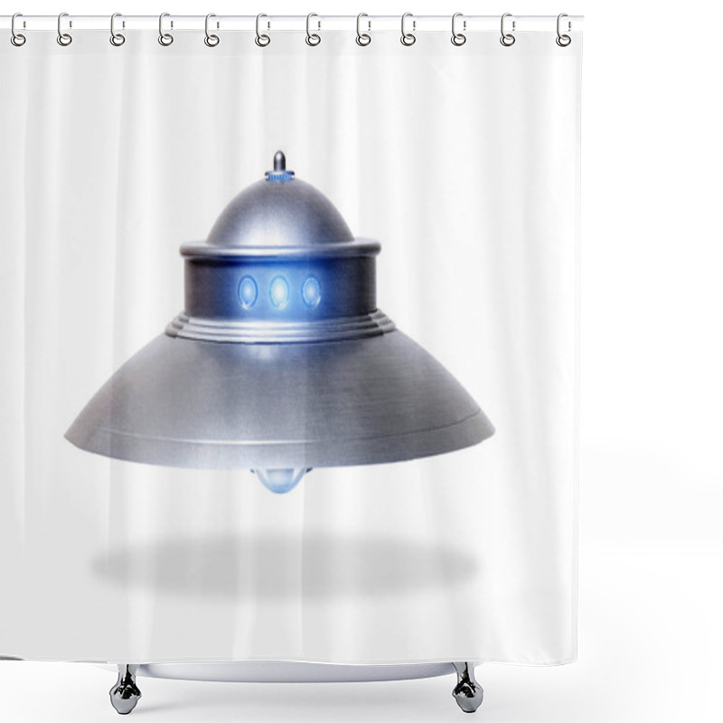 Personality  Close View Of The Classic Dome Ufo Saucer. Shower Curtains