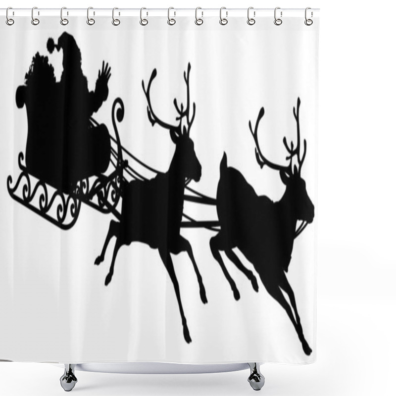 Personality  Santa Sleigh Silhouette Shower Curtains