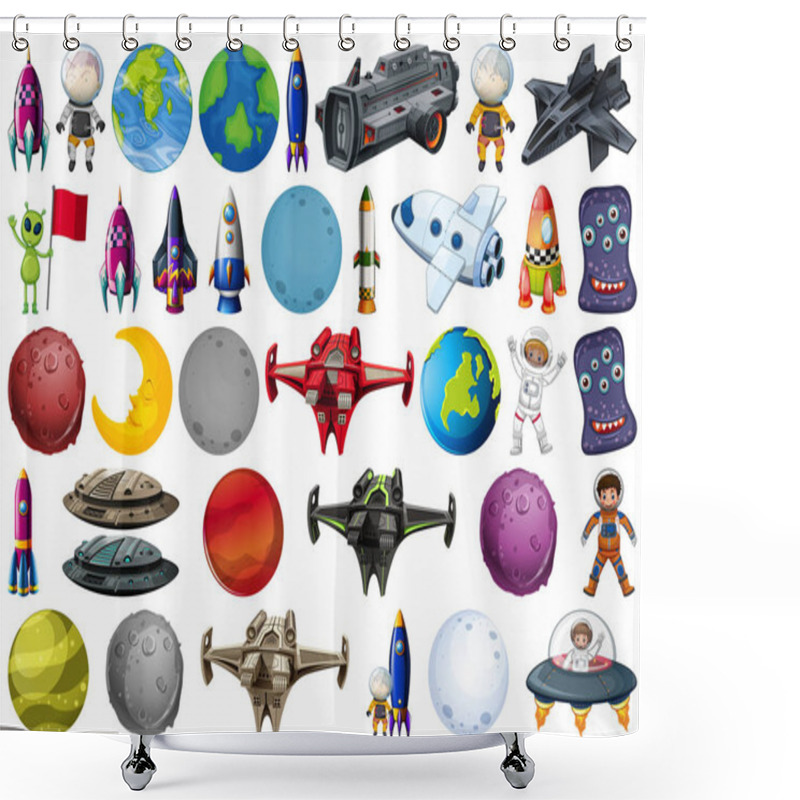 Personality  Group Of Planets And Space Obejcts Shower Curtains