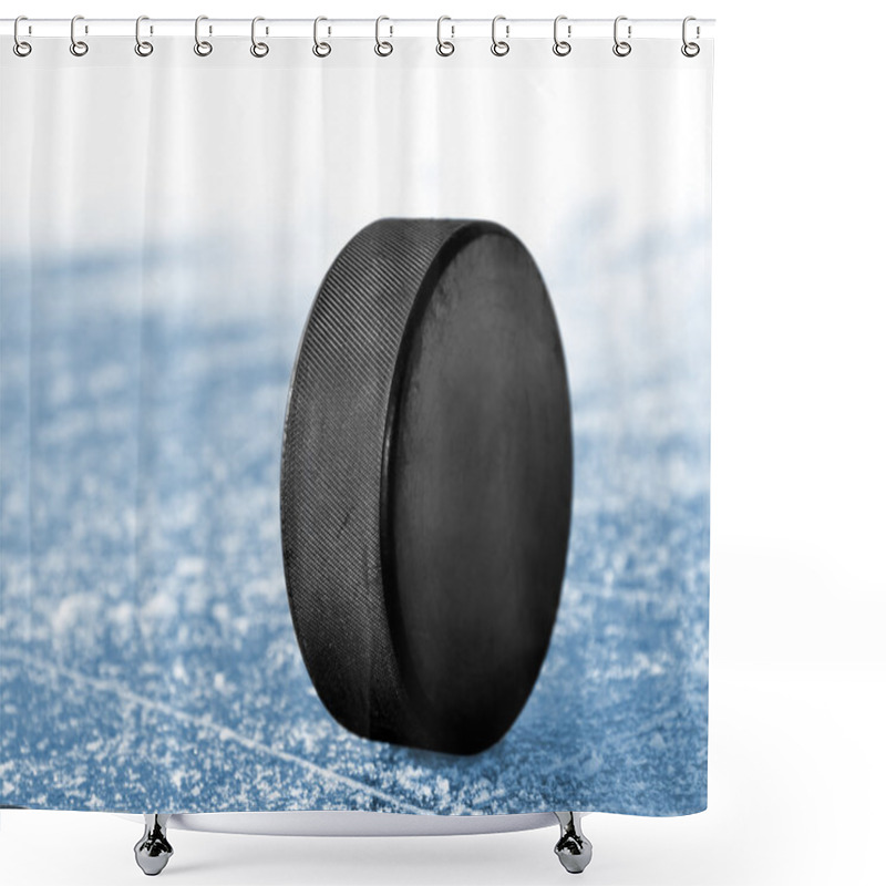 Personality  Black Hockey Puck Shower Curtains