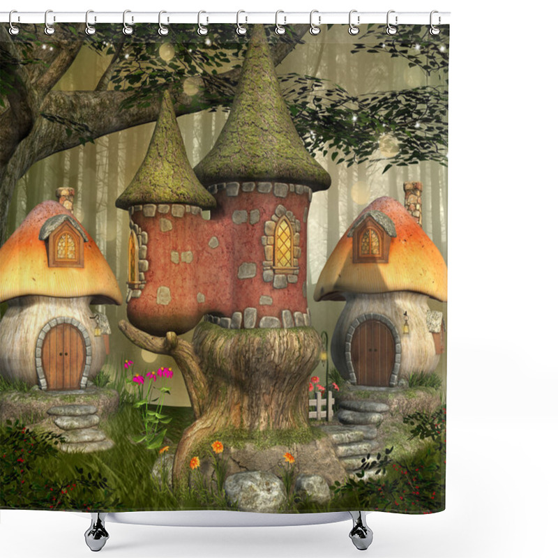 Personality  Fantasy Elves Village Shower Curtains