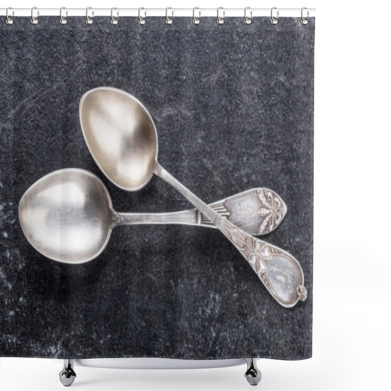 Personality  Two Old Silver Spoons Shower Curtains