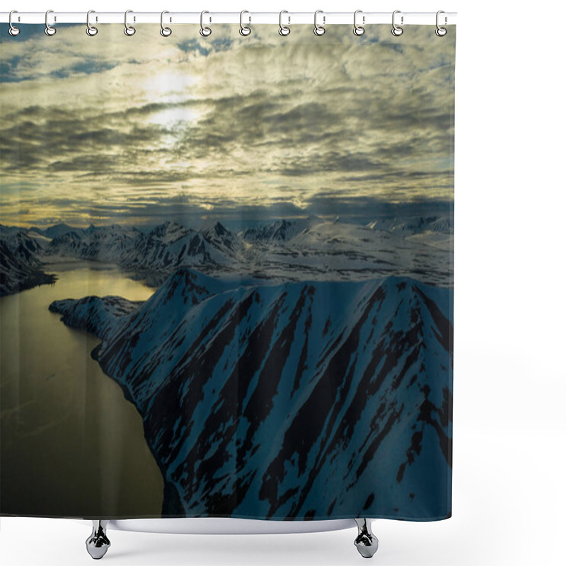 Personality  The Mountainous Sea Coast Is Covered With Snow With The Sun Shower Curtains