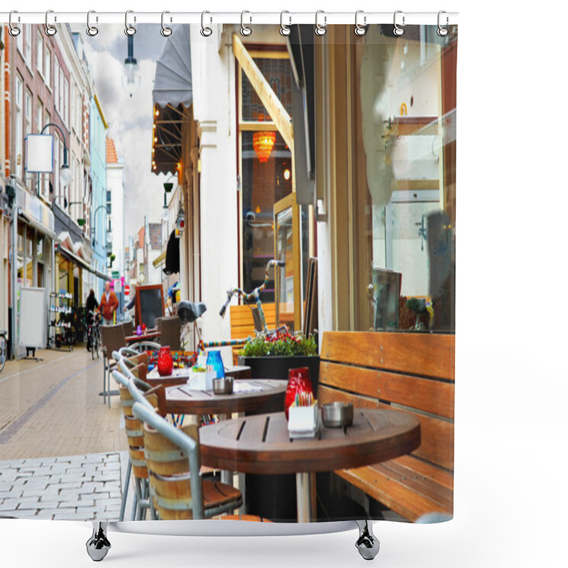 Personality  Evening Street Cafe In Gorinchem. Netherlands Shower Curtains