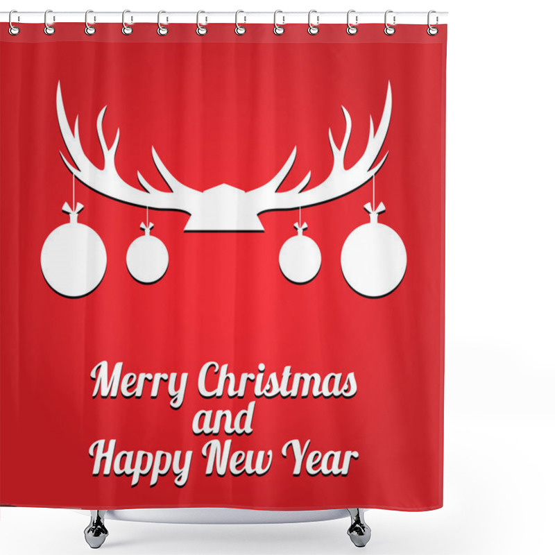 Personality  Christmas Greeting Card With Hipster Deer Shower Curtains