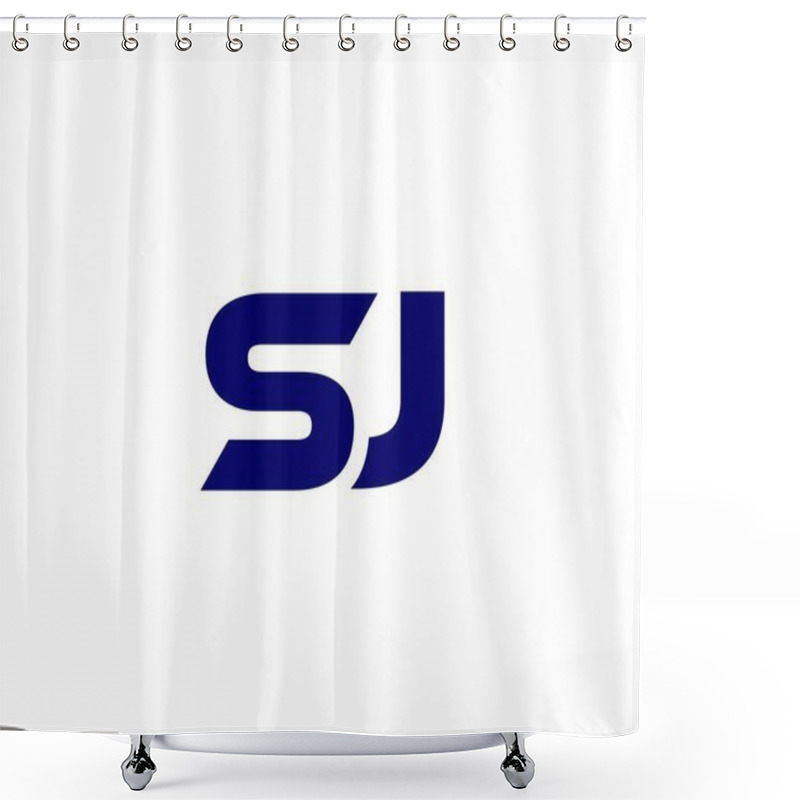 Personality  SJ JS Letter Logo Design Vector Template Shower Curtains