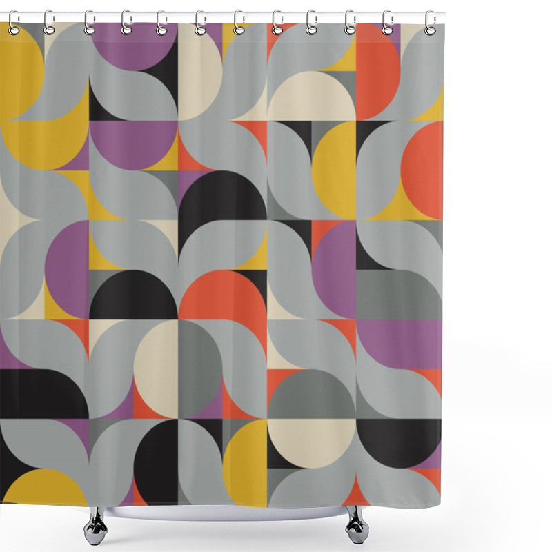 Personality  Modern Art Pattern Inspired By Bauhaus Design Made With Abstract Geometric Shapes And Bold Forms. Digital Graphics Elements For Poster, Cover, Art, Presentation, Prints, Fabric, Wallpaper And Etc. Shower Curtains