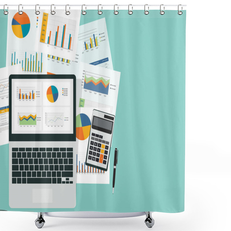 Personality  Business Planning And Business Investment. Graph With Paper Report Shower Curtains